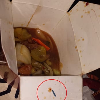 East Cafe - Water-logged General Tso's and piece of a blue rubber band contained within. - Chinese Near Me - Aurora, Colorado East Cafe - Water-logged General Tso's and piece of a blue rubber band contained within. - Chinese Near Me - Aurora, Colorado