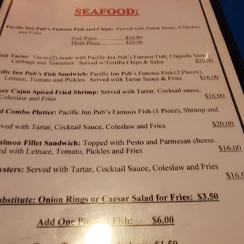 Pacific Inn Pub - Menu - Dive Bars Near Me - Seattle, Washington
