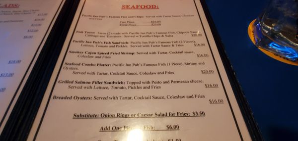 Menu photo 2 Pacific Inn Pub Seattle, WA