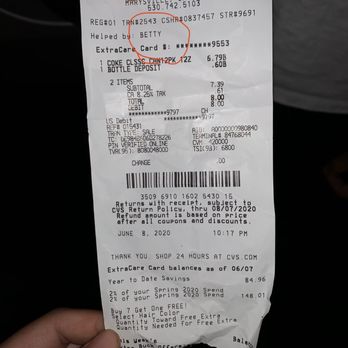 CVS Pharmacy - Betty's cut receipt after taking the coupons. - Drugstores Near Me - Marysville, California CVS Pharmacy - Betty's cut receipt after taking the coupons. - Drugstores Near Me - Marysville, California