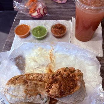 Taqueria Cuernavaca Express - Tinga De Pollo Burrito with the 3 best salsas, radishes & pickled carrots. - Mexican Near Me - Ventura, California Taqueria Cuernavaca Express - Tinga De Pollo Burrito with the 3 best salsas, radishes & pickled carrots. - Mexican Near Me - Ventura, California