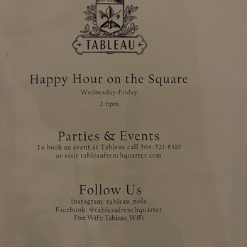 Tableau - Menu - Cajun/Creole Near Me - New Orleans, Louisiana