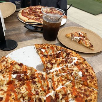 Long Shots Driving Range - Buffalo chicken pizza and pepperoni pizza...oh and someone's Jack and Coke - Golf Near Me - Troy, Ohio