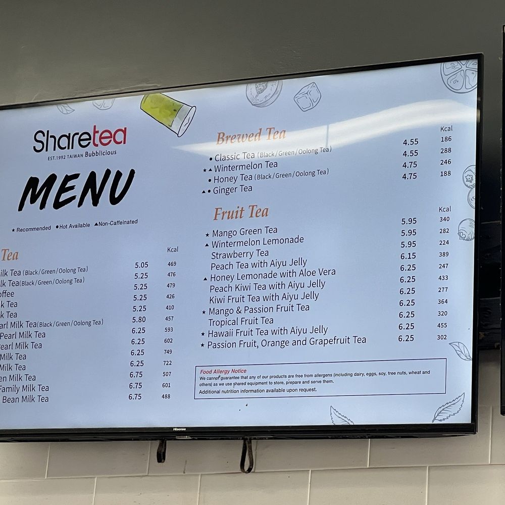 Sharetea - Menu of 2/8/2024 - Bubble Tea Near Me - Santa Ana, California