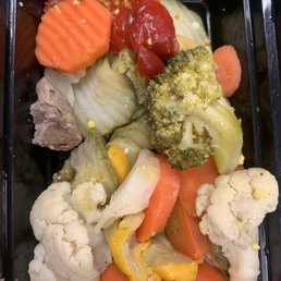 Old piece of meat in vegetables