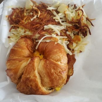 Mary's Family Restaurant - My bacon, eggs, cheese croissant with hash browns. Yummy!! - American Near Me - Oceanside, California Mary's Family Restaurant - My bacon, eggs, cheese croissant with hash browns. Yummy!! - American Near Me - Oceanside, California