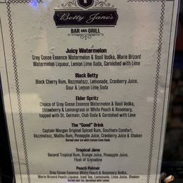 Drink menu