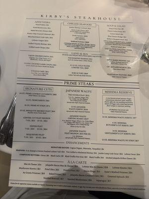 Menu photo 1 Kirby's Steakhouse Thackerville, OK