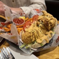 Hook & Reel Cajun Seafood & Bar - Flounder Po' Boy