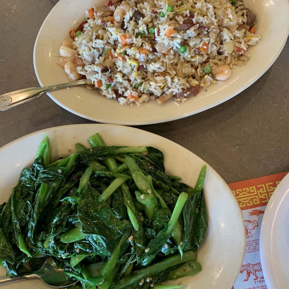 First Chinese Barbecue - Combination fried rice and Chinese broccoli - Barbeque Near Me - Austin, Texas