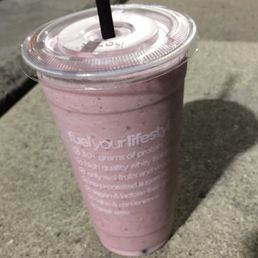 Make It Your Way (L) - Almond Milk, Whey Protein, Strawberries, and Bananas.