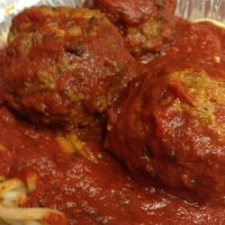 Village Pizza - Spaghetti and meatballs.