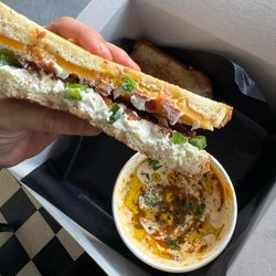 Black Sheep Eatery - Jalapeño Popper Grilled Cheese and tomato soup!