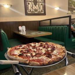 Large pizza with thick crust Large pizza with thick crust