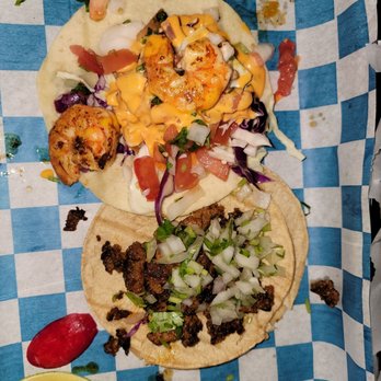 Taco Libre - One shrimp and one chorizo taco - Mexican Near Me - Saint Augustine, Florida
