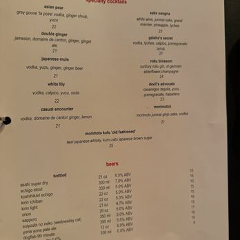 Morimoto - Cocktail & Drink Menu - 8/17/24 - Japanese Near Me - Las Vegas, Nevada