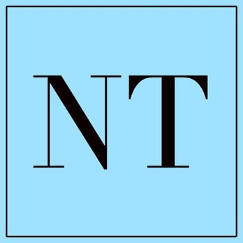 Nosh This - the letter n in black on a blue background - Desserts Near Me