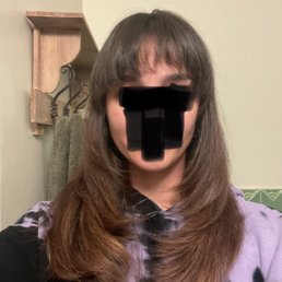 bangs and framing are uneven and totally messed up.