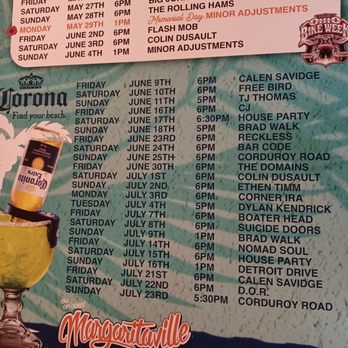 The Original Margaritaville - Music schedule at margaritaville - Desserts Near Me - Sandusky, Ohio The Original Margaritaville - Music schedule at margaritaville - Desserts Near Me - Sandusky, Ohio