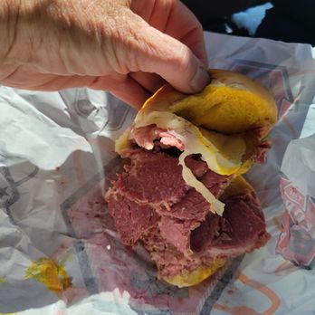 The Redneck BBQ Lab - Corned beef with provolone and yellow mustard on a Martin's potato bun. - Barbeque Near Me - Benson, North Carolina The Redneck BBQ Lab - Corned beef with provolone and yellow mustard on a Martin's potato bun. - Barbeque Near Me - Benson, North Carolina
