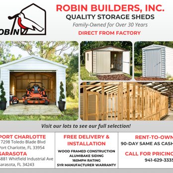 Robin Builders - Sheds & Outdoor Storage Near Me - Port Charlotte, Florida Robin Builders - Sheds & Outdoor Storage Near Me - Port Charlotte, Florida