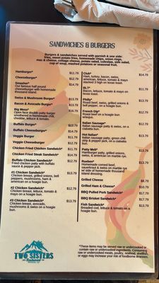 Menu photo 1 Two Sisters Penrose , CO
