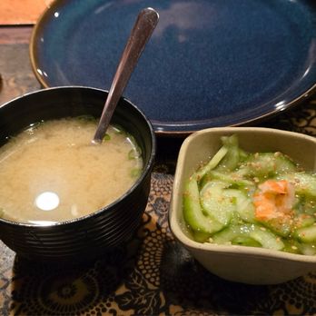 Matsu Restaurant - T miso soup and cucumber salad. - Sushi Bars Near Me - Huntington Beach, California Matsu Restaurant - T miso soup and cucumber salad. - Sushi Bars Near Me - Huntington Beach, California