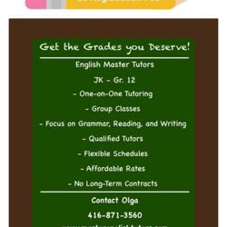 Master English Tutors - Back to School Promotion! Contact Today!!