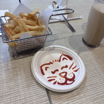 Johnny Rockets - Super fresh fries, a chocolate malt, and an adorable ketchup kitty! - Burgers Near Me - Ledyard, Connecticut Johnny Rockets - Super fresh fries, a chocolate malt, and an adorable ketchup kitty! - Burgers Near Me - Ledyard, Connecticut