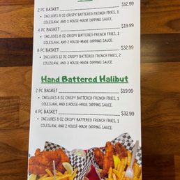 Fish basket menu