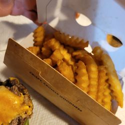 Shake Shack - The edge of the Shack Burger with all of that cheddar and a box of hot, perfectly brown and perfectly crispy fries!