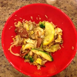 New China Buffet - Hibachi station is now open! Shrimp,sausage,egg,fish,onion,squash,mushroom,rice and teriyaki sauce