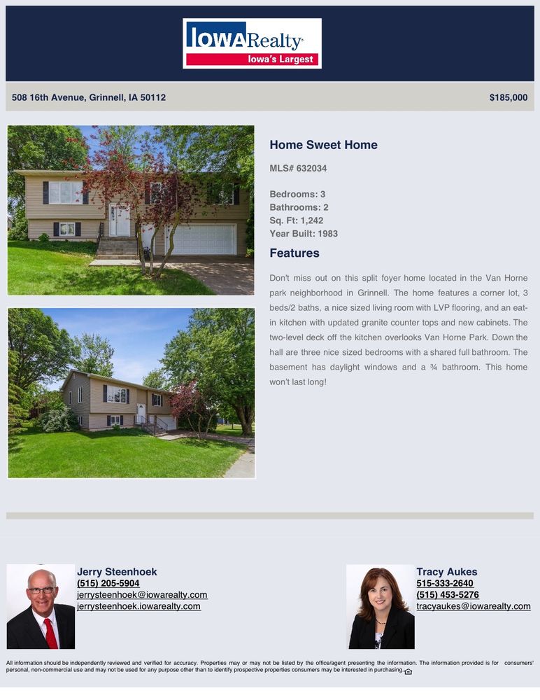 JERRY STEENHOEK IOWA REALTY Contact Agent Real Estate Agents 80