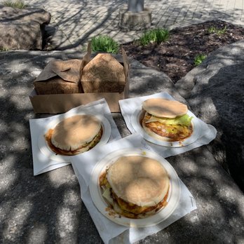 Dic Ann's - three sandwiches on paper plates - Burgers Near Me - Montreal, Quebec Dic Ann's - three sandwiches on paper plates - Burgers Near Me - Montreal, Quebec