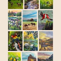 All artwork of acrylic painting on paper 8x10