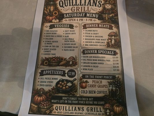 Menu photo 1 Quillian's Grill Gainesville, GA Menu photo 1 Quillian's Grill Gainesville, GA