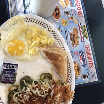 Waffle House - Two egg breakfast with toast & jalepeno hashbrown - Breakfast & Brunch Near Me - Key Largo, Florida