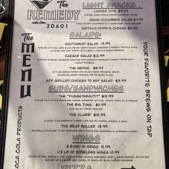 The Remedy - Light snacks; Salads; Subs/Sandwiches; Wings - Dive Bars Near Me - Waldorf, Maryland The Remedy - Light snacks; Salads; Subs/Sandwiches; Wings - Dive Bars Near Me - Waldorf, Maryland