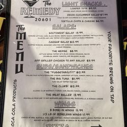 The Remedy - Light snacks; Salads; Subs/Sandwiches; Wings