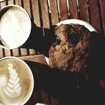 Dave's Coffee - 2 lattes and blueberry muffin - Coffee & Tea Near Me - Charlestown, Rhode Island