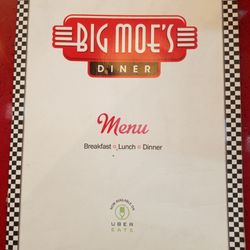 Big Moe's Diner - Menu cover