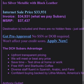 DCH Subaru - "Internet Sale Price" that ended up being non existent. - Car Dealers Near Me - Riverside, California DCH Subaru - "Internet Sale Price" that ended up being non existent. - Car Dealers Near Me - Riverside, California