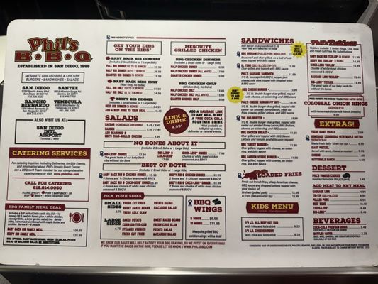 Menu photo 1 Phil's BBQ San Diego, CA Menu photo 1 Phil's BBQ San Diego, CA
