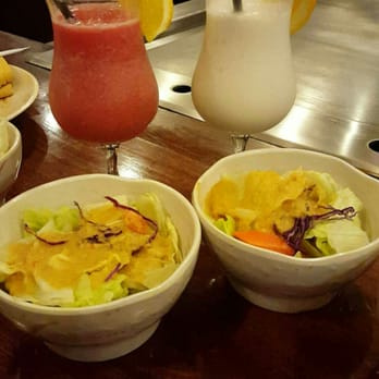 Sakura - Virgin pina colada and strawberry daiquiri with salads. - Japanese Near Me - Fairfax, Virginia Sakura - Virgin pina colada and strawberry daiquiri with salads. - Japanese Near Me - Fairfax, Virginia