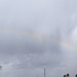 a rainbow i saw as my family and i left the mall