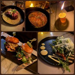 Duck Croquettes, Warm Caesar Brussels, Anniversary shot, Wagyu Sliders, Chicken Milanese