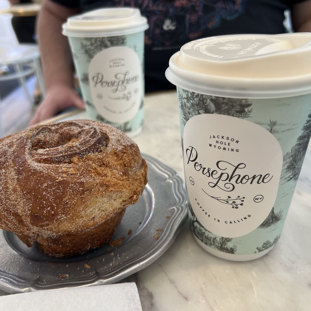 Persephone Bakery - Mulled apple cider and London Fog - 16oz. with Cinnamon Brioche - Bakeries Near Me - Jackson, Wyoming Persephone Bakery - Mulled apple cider and London Fog - 16oz. with Cinnamon Brioche - Bakeries Near Me - Jackson, Wyoming