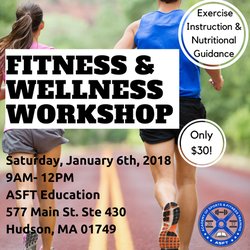 Academy of Sports & Fitness Training - Fitness & Wellness Workshop, Saturday, January 6th at 9am. Start your new year right with our 2018 Body Reboot!