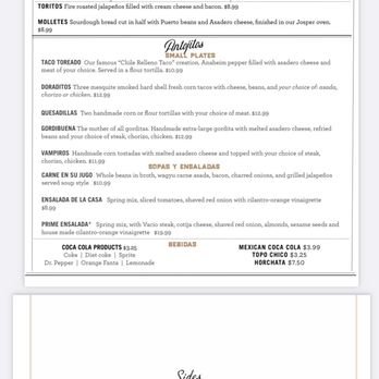 Asadero Prime - Menu - Mexican Near Me - Kent, Washington