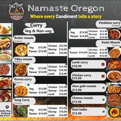 Namaste Oregon - Full menu for online oreder or order for pickup.